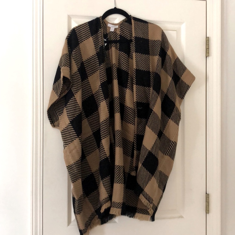 LOFT Checkered poncho top